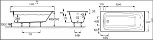 Ванна Jacob Delafon ELITE RU 170x70 купить в интернет-магазине Sanbest