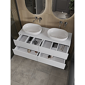 Тумба с раковиной Orange Otto 130 Ot-130TuMDF+B05-480W белая глянцевая для ванной в интернет-магазине Sanbest