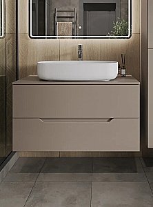 Тумба с раковиной Orange Line 100 Li-100TuLMDF+B07-675W латте/белый для ванной в интернет-магазине Sanbest