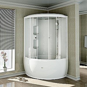 Душевой бокс Радомир Лаура 128х128 компл.1 с крышей сэндвич, стекло прозрачное купить в интернет-магазине Sanbest