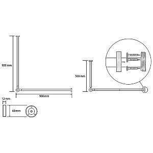 Карниз для ванны Bemeta 90х90 101120111 нержавеющая сталь купить в интернет-магазине сантехники Sanbest