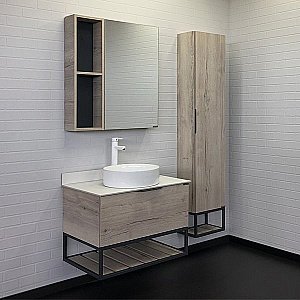 Зеркальный шкаф Comforty Порто 00-00009234 75 дуб дымчатый купить в интернет-магазине сантехники Sanbest