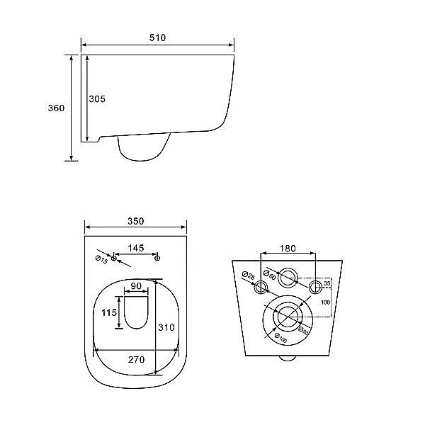 Унитаз подвесной Comforty 102 белый безободковый, с крышкой микролифт купить в интернет-магазине Sanbest