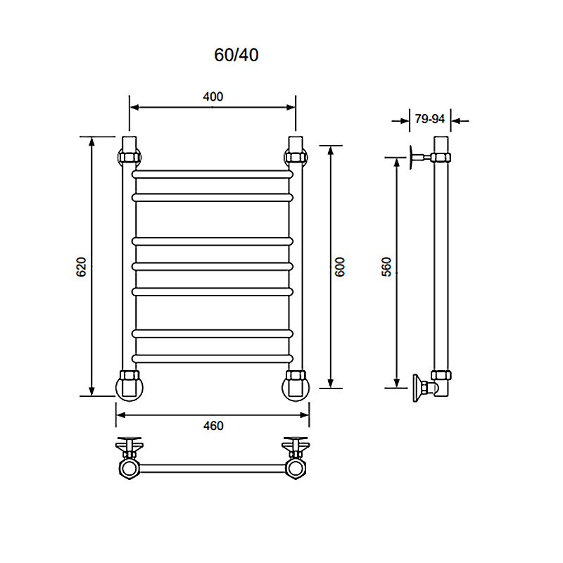 Полотенцесушитель водяной Veconi Voga V6040CH хром купить в интернет-магазине сантехники Sanbest