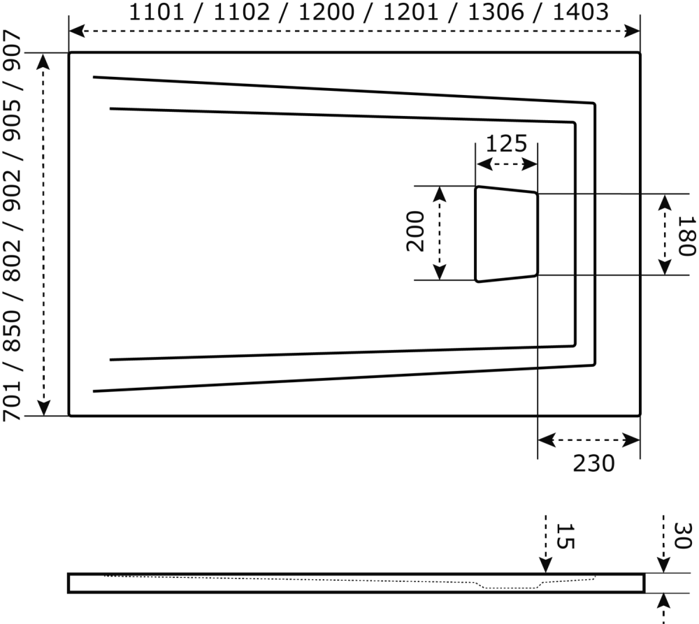 Душевой поддон литьевой Good Door АТРИУМ 110x80 черный купить в интернет-магазине Sanbest