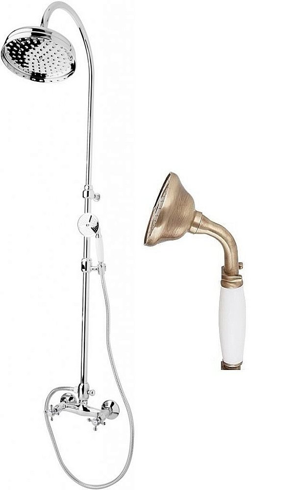 Душевая система Cezares GOLF-CD-02 бронза/ручки белые купить в интернет-магазине сантехники Sanbest
