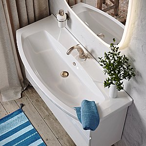 Тумба с раковиной Aqwella Rodos 107 ROD01101 белая для ванной в интернет-магазине Sanbest