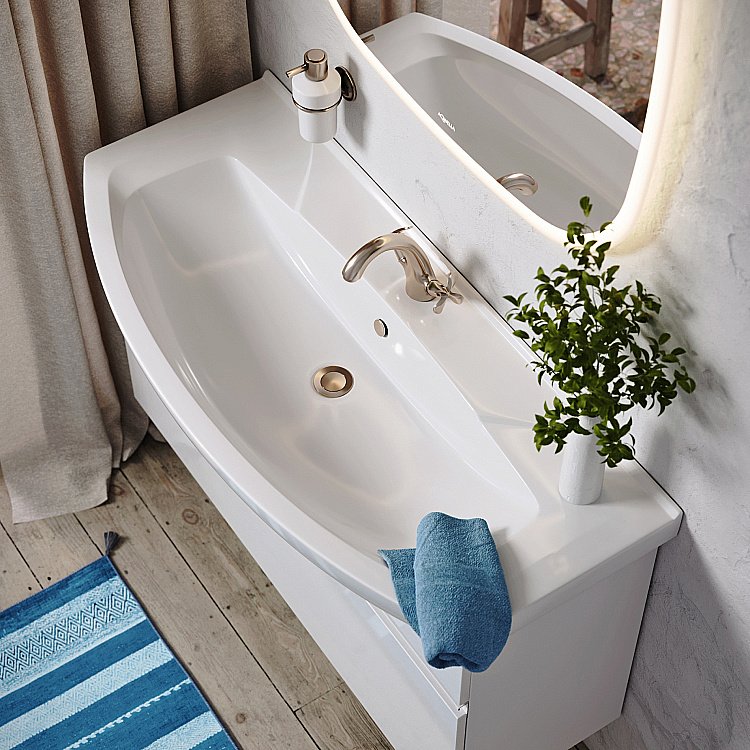 Тумба с раковиной Aqwella Rodos 107 ROD01101 белая для ванной в интернет-магазине Sanbest