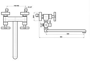 Смеситель для ванны GPD Nino AEB08-3 купить в интернет-магазине сантехники Sanbest