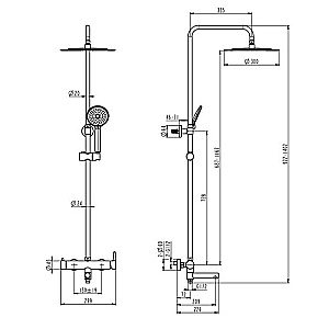 Душевая система Caprigo DON 53-315-brg золото матовое купить в интернет-магазине сантехники Sanbest