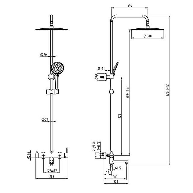 Душевая система Caprigo DON 53-315-brg золото матовое купить в интернет-магазине сантехники Sanbest