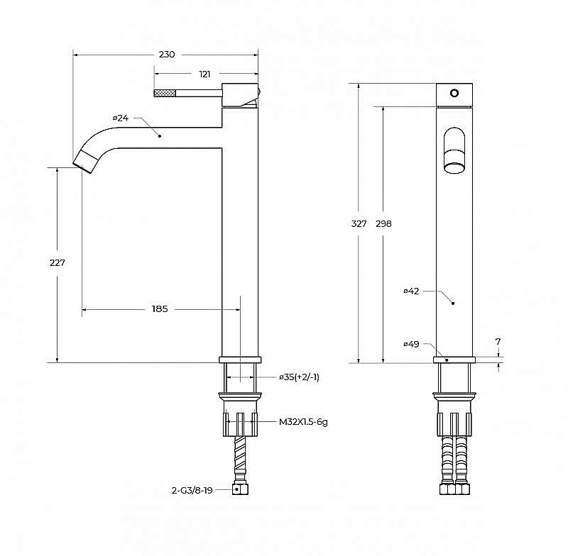 Смеситель для раковины Cezares RELAX-LC1-IN-W0 сатин купить в интернет-магазине сантехники Sanbest
