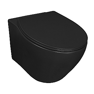 Унитаз подвесной Azario Keras AZ-99046B черный матовый, безободковый, с крышкой микролифт купить в интернет-магазине Sanbest
