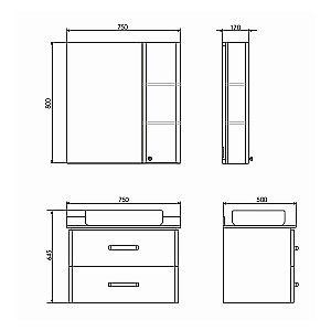 Тумба с раковиной Comforty Амстердам 75 белый глянец для ванной в интернет-магазине Sanbest