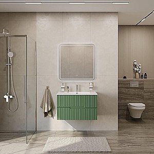 Тумба с раковиной Cezares DUET-N 80 DUET-N-800-2C-SO-PS-P фисташковый софт для ванной в интернет-магазине Sanbest