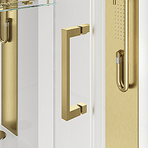 Душевая кабина Black&White Galaxy 110х80 8708000G с гидромассажем, стекло прозрачное/профиль брашированное золото купить в интернет-магазине Sanbest