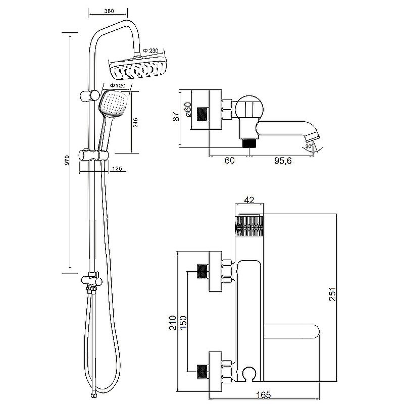 Душевая система Orange Push M02-914cr хром купить в интернет-магазине сантехники Sanbest