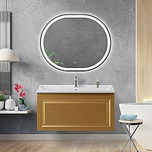 Тумба с раковиной Cezares Giubileo-N 100 GIUBILEO-N-100-1C-SO-BORO-P брашированное золото для ванной в интернет-магазине Sanbest