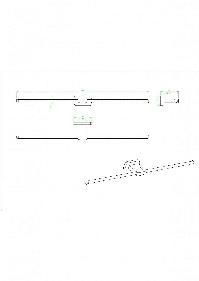 Полотенцедержатель CeramaLux Azzuro 95608 черный матовый/золото купить в интернет-магазине сантехники Sanbest