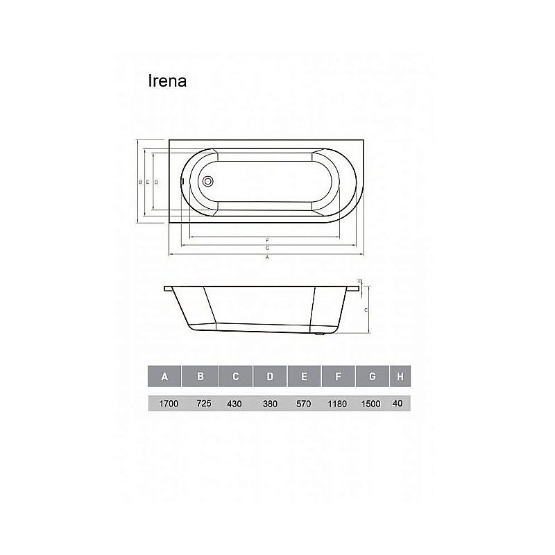 Ванна Vayer Irena 170х72 белая купить в интернет-магазине Sanbest
