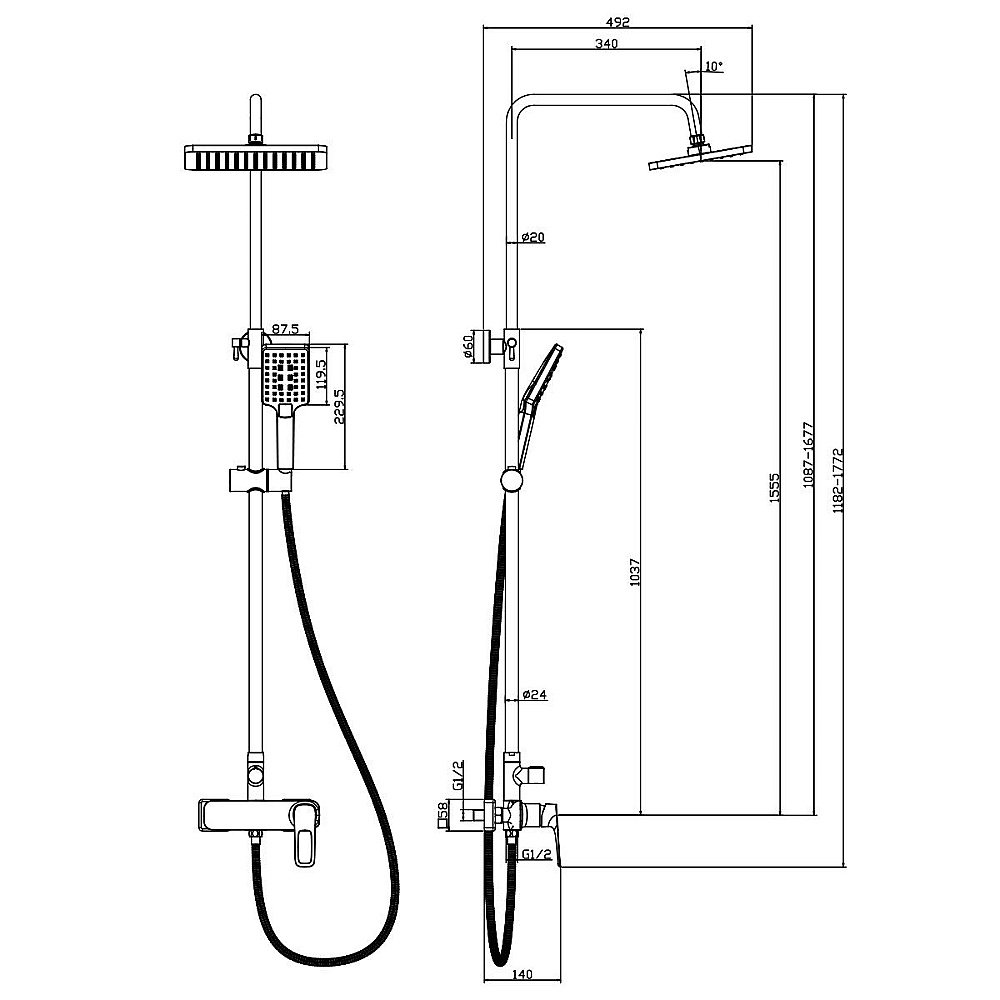 Душевая система Rossinka RS46-45 купить в интернет-магазине сантехники Sanbest