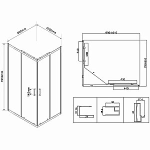 Душевой уголок Vincea City VSS-5CT8010MT 100x80 стекло текстурное/профиль хром купить в интернет-магазине Sanbest