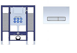 Инсталляция для унитаза Aquatek INS-0000015 с кнопкой KDI-0000030 белая/никель купить в интернет-магазине сантехники Sanbest