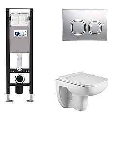 Унитаз с инсталляцией WeltWasser AMBERG 350 + KEHLBACH 004 GL-WT + AMBERG RD-CR белый/кнопка хром купить в интернет-магазине Sanbest