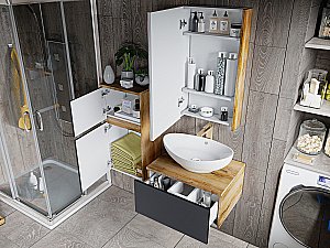 Зеркальный шкаф Misty Ива 45 П-Ива04045-01Л Дуб Вотан купить в интернет-магазине сантехники Sanbest