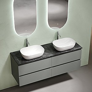 Столешница Sancos 140 TT140A1X с отверстием под смеситель, черный мрамор для ванной в интернет-магазине сантехники Sanbest