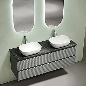 Столешница Sancos 140 TT140A1X с отверстием под смеситель, черный мрамор для ванной в интернет-магазине сантехники Sanbest
