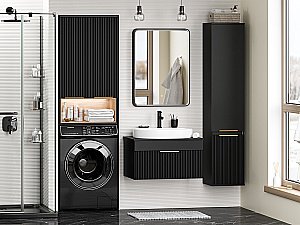 Шкаф подвесной Misty Enfida 60 ENF-08060-021 Черный / Дуб Сонома светлый для ванной в интернет-магазине сантехники Sanbest