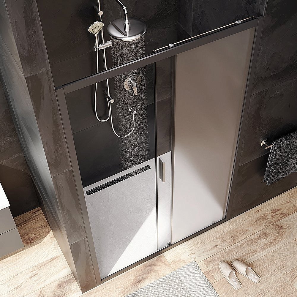 Душевая дверь AM.PM GEM W90G 120 прозрачная-матовая/черный купить в интернет-магазине Sanbest