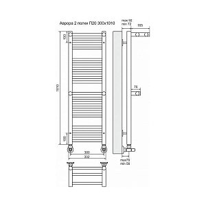 Полотенцесушитель водяной Terminus Аврора П20 300x1010 с двумя полками купить в интернет-магазине сантехники Sanbest