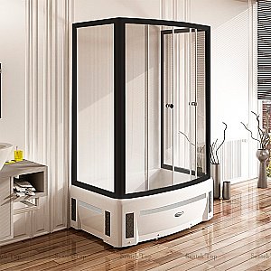 Душевой уголок Радомир Диана 140х95 высокий поддон, стекло прозрачное/профиль черный купить в интернет-магазине Sanbest