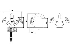 Смеситель для раковины Burlington Claremont CL45-QT GOLD золото купить в интернет-магазине сантехники Sanbest