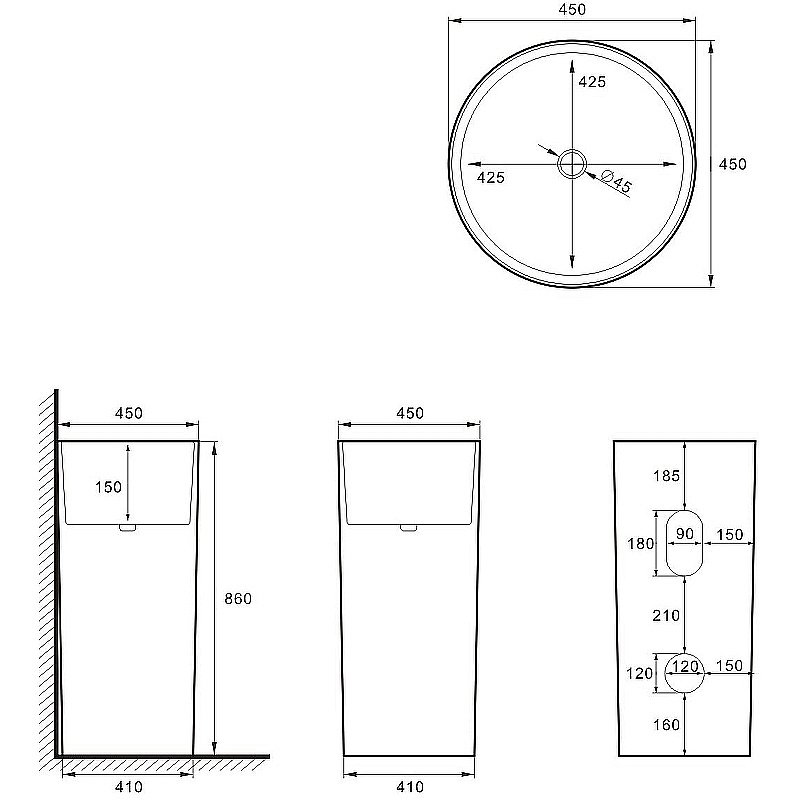 Раковина SantiLine 45 SL-4014MW белая матовая купить в интернет-магазине Sanbest