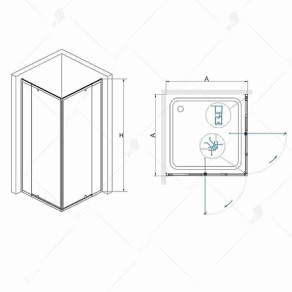 Душевой уголок RGW Passage PA-38 80x80 купить в интернет-магазине Sanbest