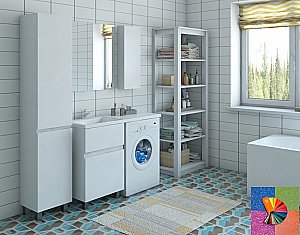 Тумба с раковиной Эстет Dallas Luxe 130 напольная 2 ящика/любой цвет тумбы и раковины с блестками под заказ для ванной в интернет-магазине Sanbest