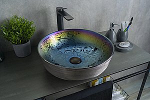 Раковина накладная Gid Esfera 41,5 D1315h107 53332 хамелеон с декором купить в интернет-магазине Sanbest