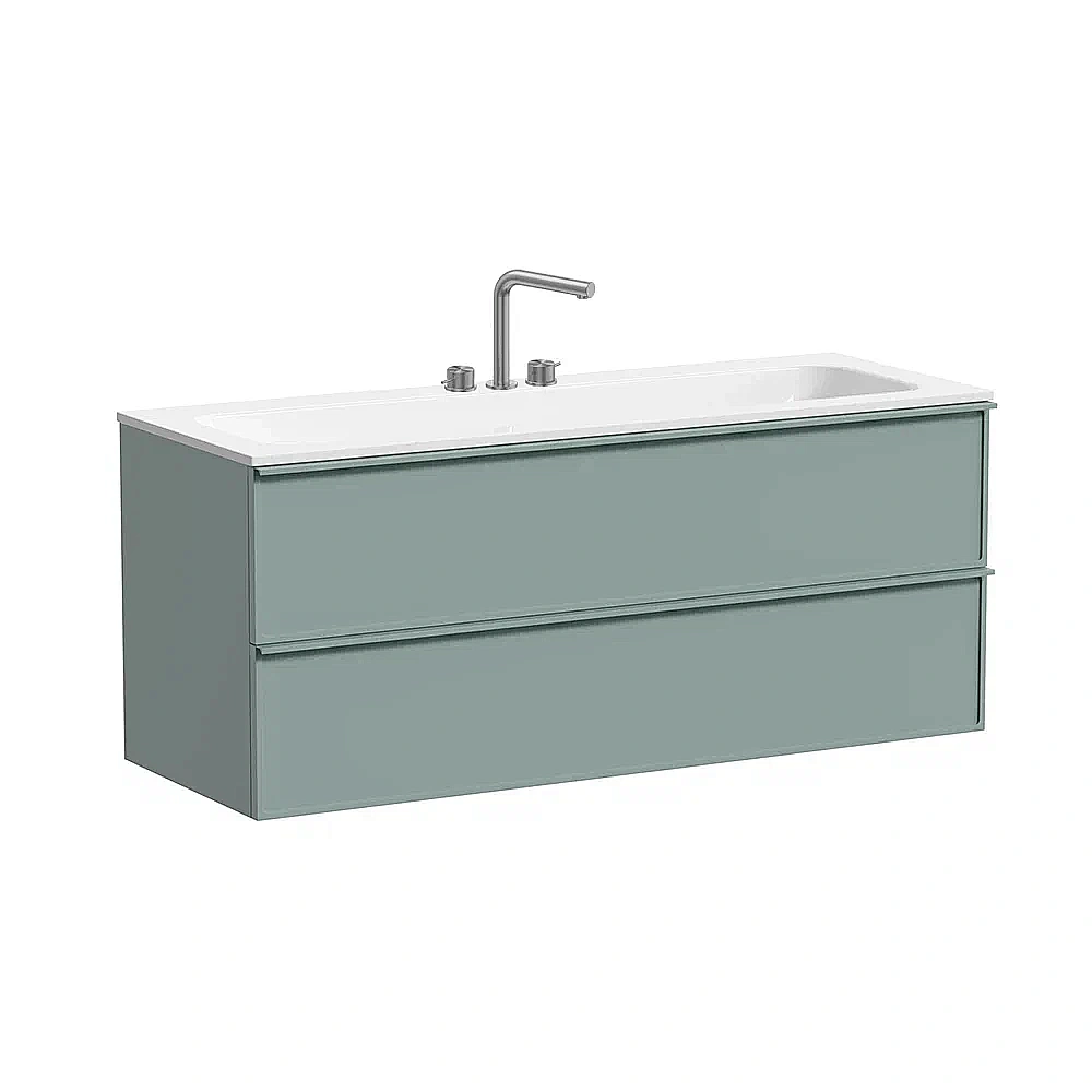 Тумба с раковиной Sancos Velta 120 VL120GG+CN7024 серо-зеленая матовая/раковина белая, 3 отверстия для ванной в интернет-магазине Sanbest