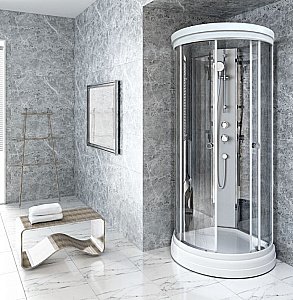 Душевая кабина Радомир Стронг 110х110 без крыши, стекло прозрачное/профиль белый купить в интернет-магазине Sanbest