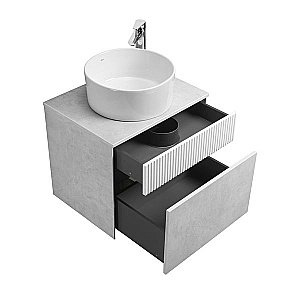 Тумба с раковиной Акватон Марбл 60/Mila 40 слейт/белая матовая для ванной в интернет-магазине Sanbest