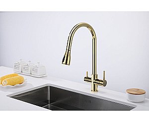 Смеситель для кухни Paulmark Lange La214212-G золото купить в интернет-магазине сантехники Sanbest