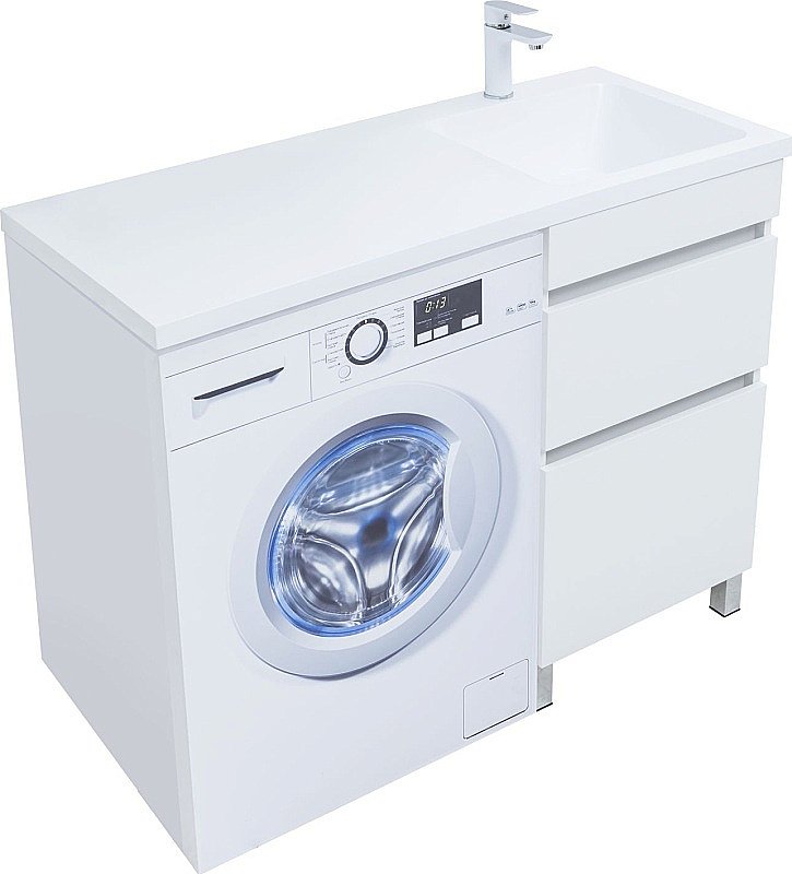 Тумба с раковиной Aquanet Вега 110 329123 белая для ванной в интернет-магазине Sanbest