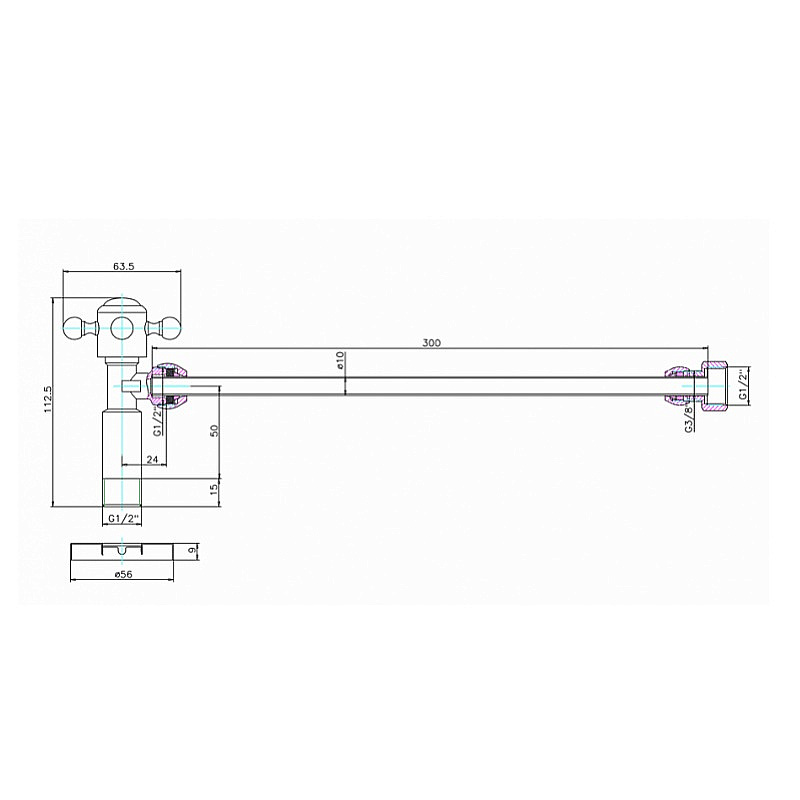 Вентиль подвода воды для бачка Burlington W25 GOLD купить в интернет-магазине сантехники Sanbest
