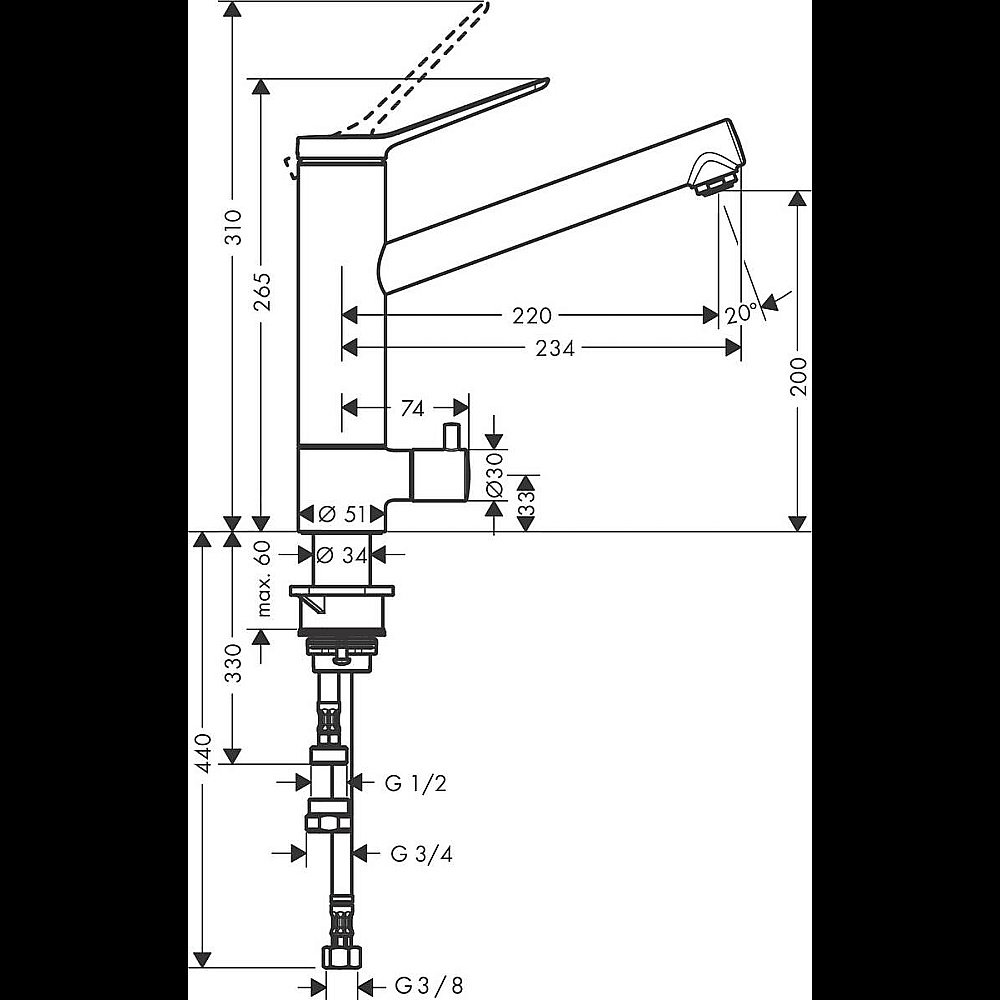 Смеситель для кухни Hansgrohe Zesis M33 CoolStart 74808000 хром купить в интернет-магазине сантехники Sanbest