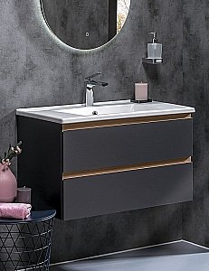 Тумба с раковиной Armadi Art Capolda 85 антрацит для ванной в интернет-магазине Sanbest