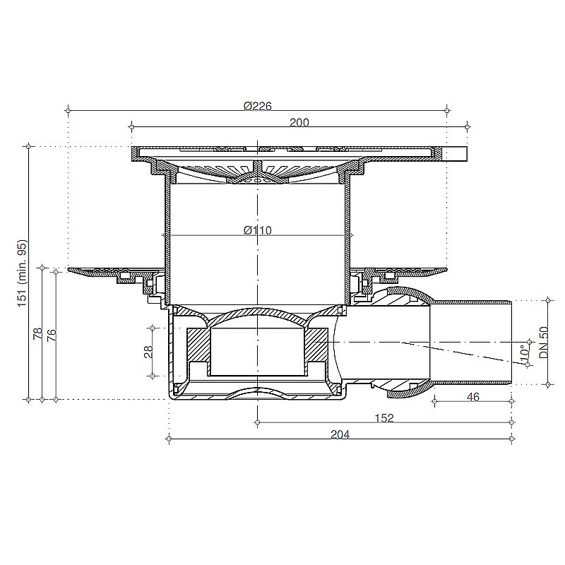 Душевой трап Pestan Confluo Standard 13000126 золото купить в интернет-магазине Sanbest