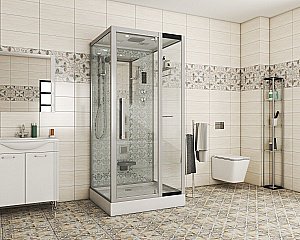 Душевая кабина Niagara Luxe 7714W 100х90 профиль серебро/стекло прозрачное купить в интернет-магазине Sanbest